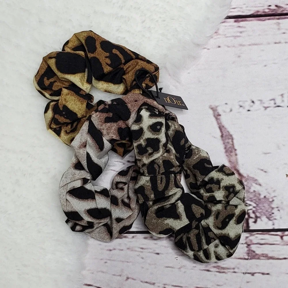 nOir Jewelry Ombre Leopard Scrunchies - Set of 3